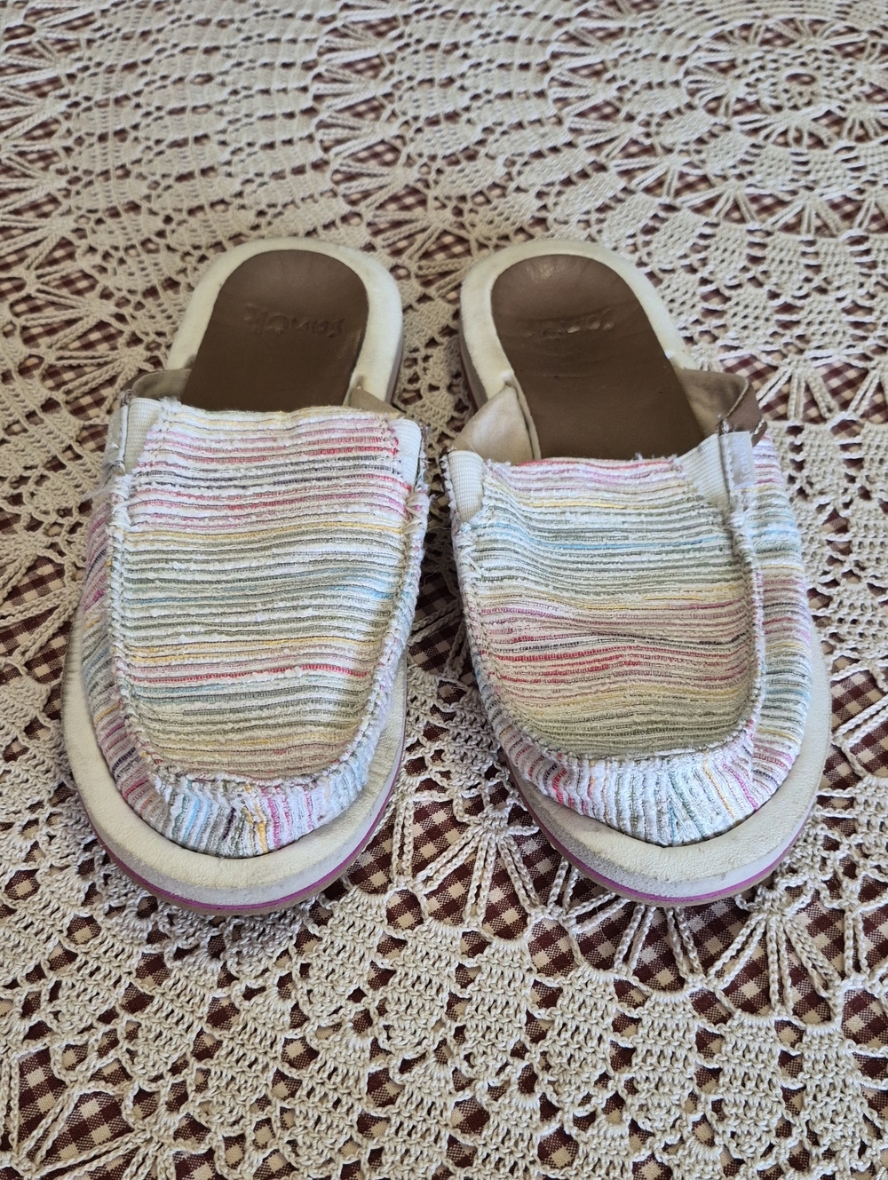 Sanuk Women's Pastel Stripe Slip-On Mules
